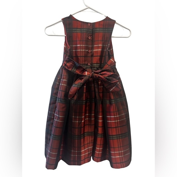 Pippa & Julie 6X Sateen Red Plaid Holiday Chain Belted Tie Bow Dress - Picture 3 of 9